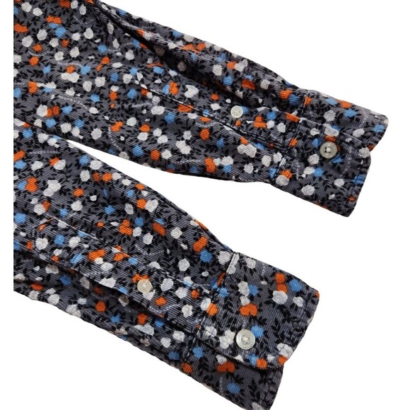 Beams Heart Corduroy Button Down Shirt Gray Blue Orange Floral Women's Small - Picture 6 of 10